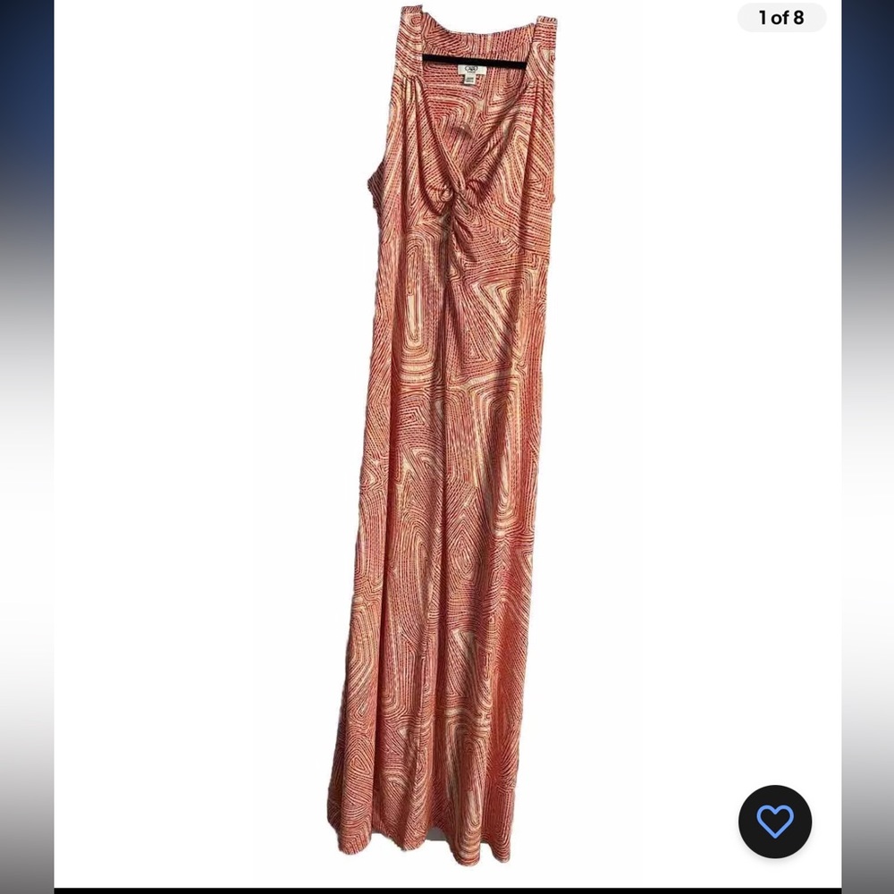 18/20W Cato V-Neck Twist Sleeveless Maxi Dress Stretch Orange Yellow White NWT